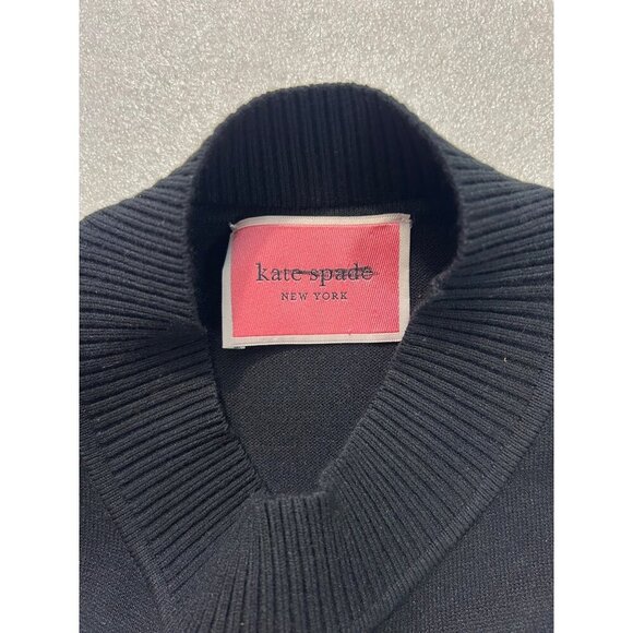 Kate Spade Black Sleeveless Mock Neck Mesh Panel Sweater Dress Womens XL - Picture 6 of 7